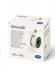 Лейкопластырь фиксирующий, Omnisilk (Омнисилк) р. 2.5смх9.2м 1 шт арт. 9004192 из искусственного шелка гипоаллергенный белый картонная упаковка без еврохолдера