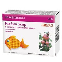 Рыбий жир Биафишенол с маслом шиповника и льна 100 шт. капс. 0.3 г