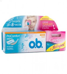 Тампоны o.b. прокомфорт супер + салфетки кэфри 16+4 шт.