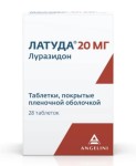Латуда, таблетки покрытые оболочкой пленочной 20 мг 28 шт
